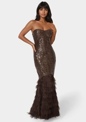 Sequin Feather Gown