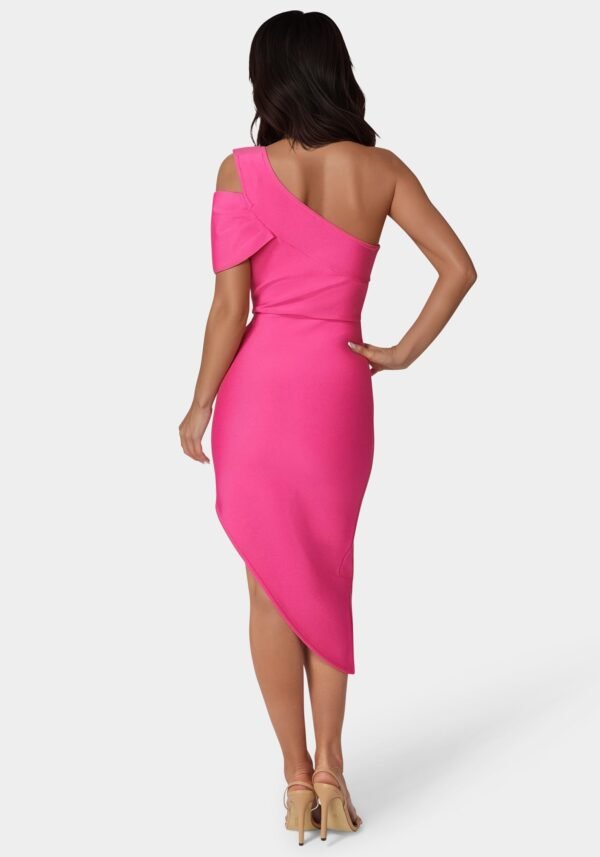 Asymmetrical High Slit Bandage Midi Dress