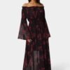 Off the Shoulder Bell Sleeve Maxi Dress